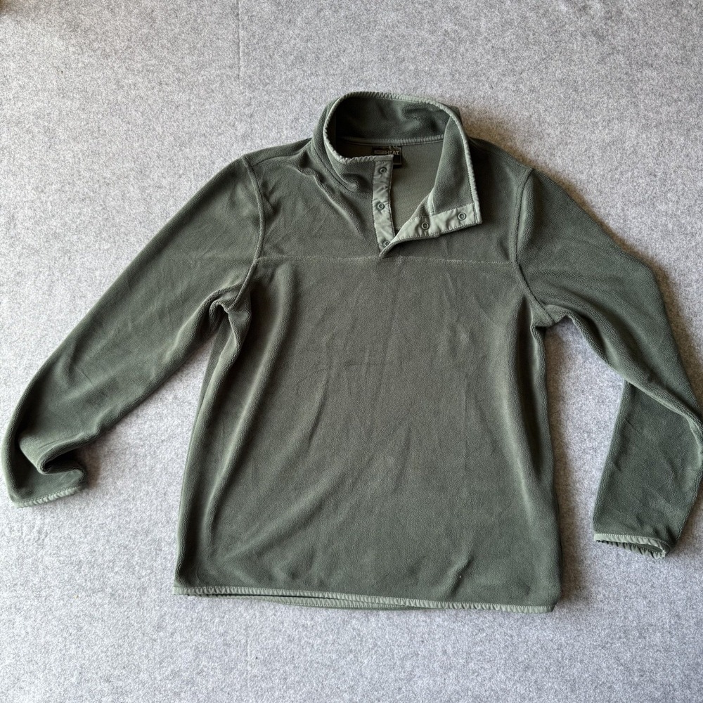 32 Heat Mens Fleece Pullover Small Olive Green Mock Neck Snap Thermal Jacket